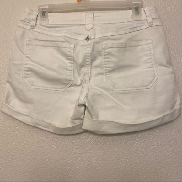 Prana lo Mid-Rise White denim stretch Shorts cuffed 4.5” size 4 27 - Picture 3 of 8